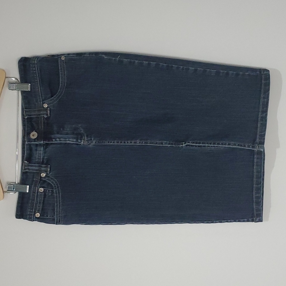 Vintage Smart Set Blue Denim Pencil Skirt with front slit size 5
